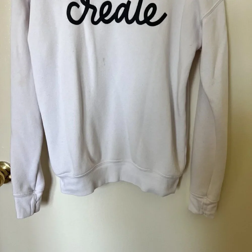 Create White Crew Neck Terry Fleece Lining Sweater S​​​​​​​​​​​